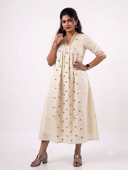 A-Line Tissue Kurti with Chinese Collar Neck – ₹675